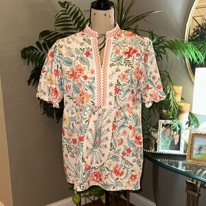 Cherry Betty Floral Print Women's Blouse - Multicolor